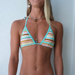 Load image into Gallery viewer, Blue Coco Stripes Triangle Top
