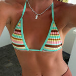 Load image into Gallery viewer, Blue Coco Stripes Triangle Top
